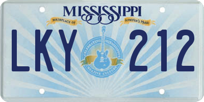 MS license plate LKY212