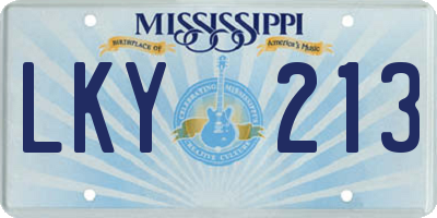 MS license plate LKY213