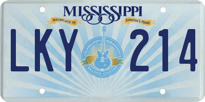 MS license plate LKY214