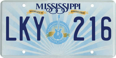 MS license plate LKY216