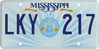 MS license plate LKY217