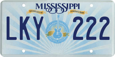 MS license plate LKY222