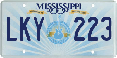 MS license plate LKY223