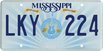 MS license plate LKY224