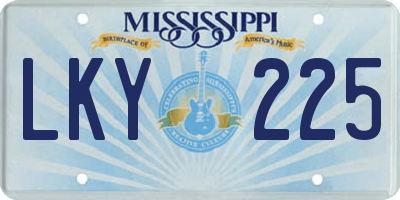 MS license plate LKY225