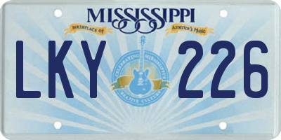 MS license plate LKY226