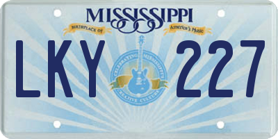 MS license plate LKY227