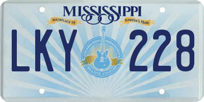 MS license plate LKY228