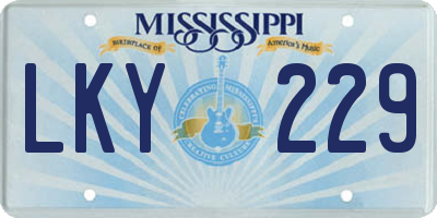 MS license plate LKY229
