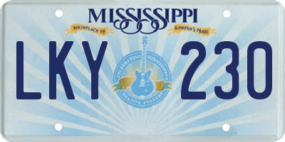 MS license plate LKY230