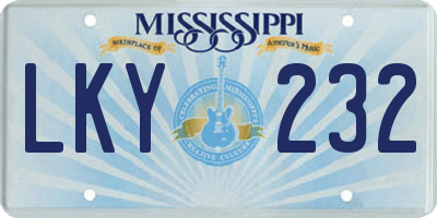 MS license plate LKY232