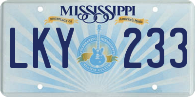 MS license plate LKY233