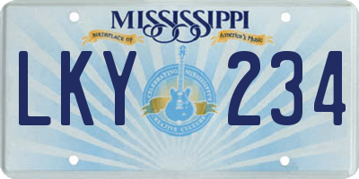 MS license plate LKY234