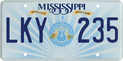 MS license plate LKY235