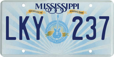 MS license plate LKY237