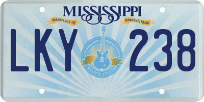 MS license plate LKY238