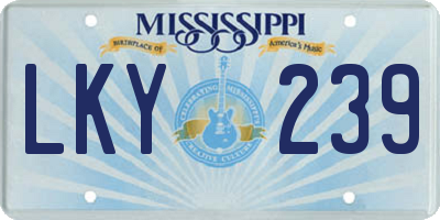 MS license plate LKY239