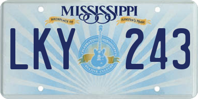MS license plate LKY243