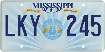 MS license plate LKY245