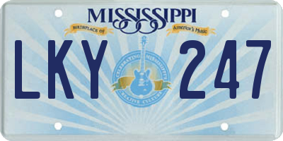 MS license plate LKY247