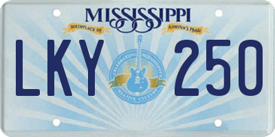 MS license plate LKY250