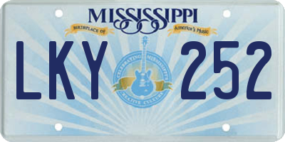 MS license plate LKY252