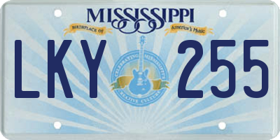 MS license plate LKY255