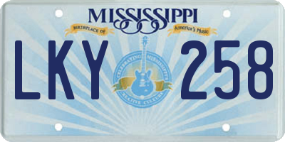 MS license plate LKY258