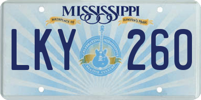 MS license plate LKY260