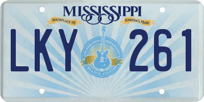 MS license plate LKY261