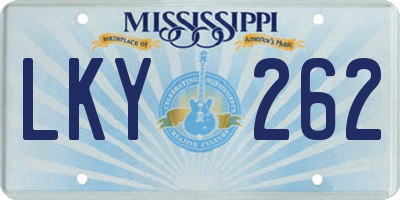 MS license plate LKY262