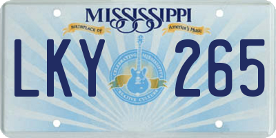 MS license plate LKY265