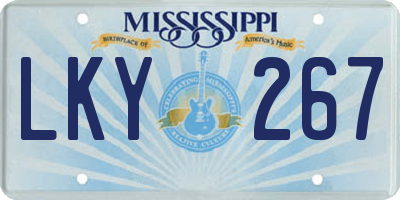 MS license plate LKY267