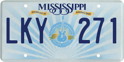 MS license plate LKY271