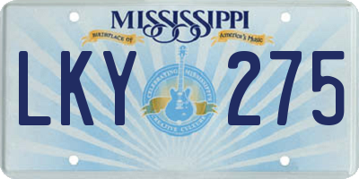 MS license plate LKY275