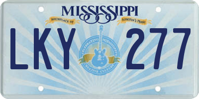 MS license plate LKY277