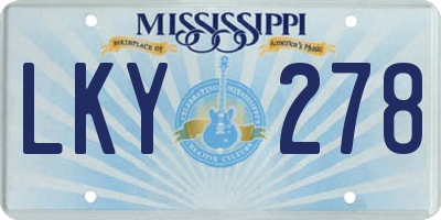 MS license plate LKY278