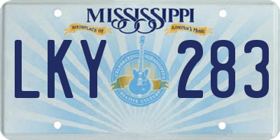 MS license plate LKY283