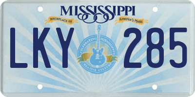 MS license plate LKY285
