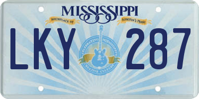 MS license plate LKY287