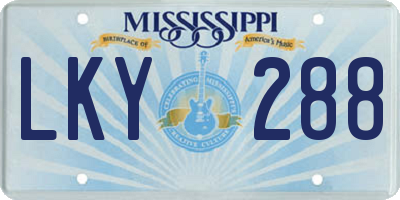 MS license plate LKY288