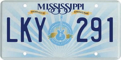 MS license plate LKY291