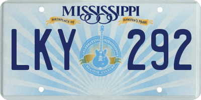 MS license plate LKY292