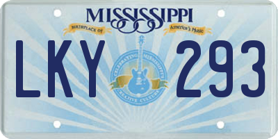 MS license plate LKY293
