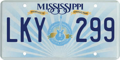 MS license plate LKY299