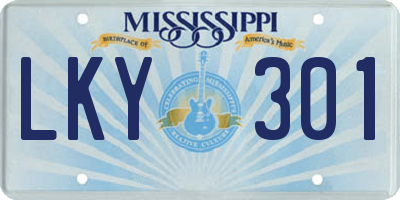 MS license plate LKY301