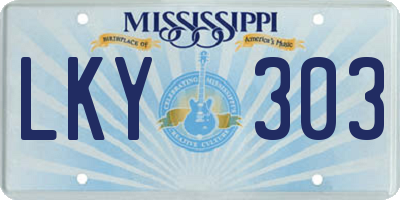 MS license plate LKY303