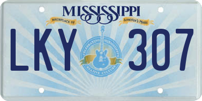 MS license plate LKY307