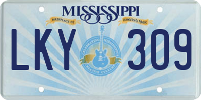 MS license plate LKY309