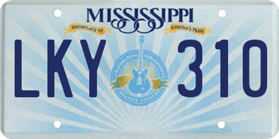 MS license plate LKY310